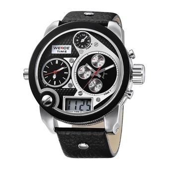 WEIDE Luxury Analog & Digital Sport Watch Fashion Big Dial Leather Strap Wristwatch (Black) - Intl  