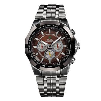 WEIDE Men's Fashion Business Style Stainless Steel Quartz Wrist Watch (Brown) - Intl  