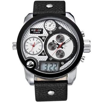 WEIDE Men's Luxury Analog & Digital Sport Watch Fashion Big Dial Leather Strap Wristwatch (White) (Intl)  