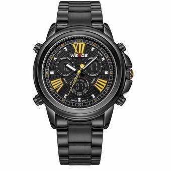 WEIDE Men's Luxury Sport Watch Dual Time Alarm Stopwatch Waterproof Stainless Steel (Yellow) (Intl)  