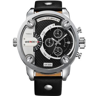 WEIDE Men's Military Watch Analog Display Big Dial Fashion Leather Strap Watch (Black) (Intl)  