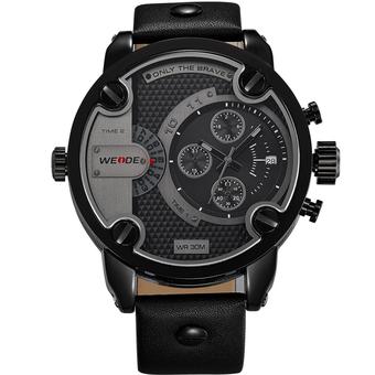 WEIDE Men's Military Watch Analog Display Big Dial Fashion Leather Strap Watch (Black) - Intl  