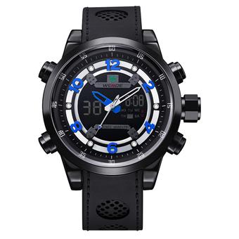 WEIDE Men's Sports Dual Time Watch PU Band Military Army Diver Wristwatch (Blue) - Intl  