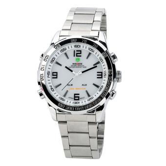 WEIDE WH-1009-W Stainless Steel Analog LED Digital Quartz Waterproof Wrist Watch (Silver)  