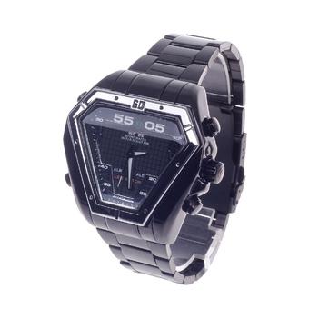 WEIDE WH-1102 Quartz and LED Electronics Dual Time Display Men's Wrist Watch (Black/Silver)  
