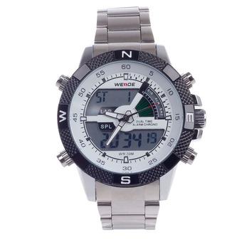 WEIDE WH-1104 Vogue Sport Mens Quartz & LED Dual Time Display Wrist Watch(Silver Black) (Intl)  