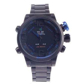 WEIDE WH-2039 Men's Quartz and LED Electronics Dual-Display Wrist Watch - Black + Blue 1 x CR2016 - Intl  