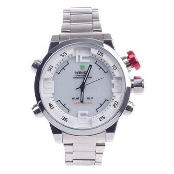 WEIDE WH-2309 Quartz & LED Electronics Dual Time Display Men's Wrist Watch -Silver (Intl)  