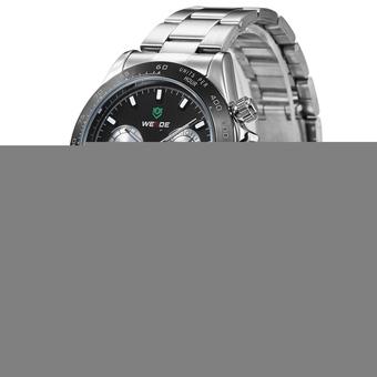 WEIDE WH-3309 Mens Casual Fashion Stainless Steel Band 3ATM Waterproof Quartz Watch(Black Silver) (Intl)  