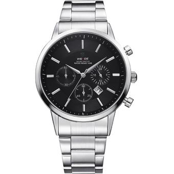 WEIDE WH-3312 Men's Fashion Stainless Steel Band Waterproof Analog Quartz Watch with Calendar (Silver)  
