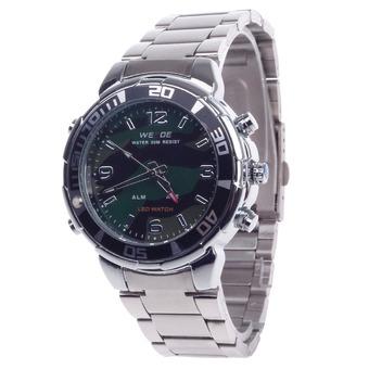 WEIDE WH-843 Quartz LED Electronics Dual Time Display Men's Wrist Watch (Silver) (Intl)  