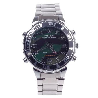 WEIDE WH-843 Quartz & LED Electronics Dual Time Display Men's Wrist Watch Silver (Intl)  