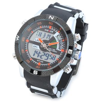 WEIDE WH1104PU-BO Men's Wrist Watch Resin Band Quartz Digital Analog  (Black & Silver & Orange) (Intl)  