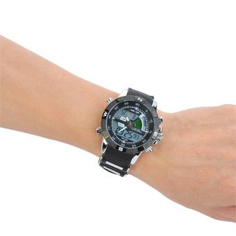 WEIDE WH1104PU-BW Men's Resin Band Quartz Digital Analog Wrist Watch - Black + Silver + White - Intl  