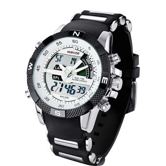 WEIDE WH1104PU-BW Men's Resin Band Quartz Digital Analog Wrist Watch White  