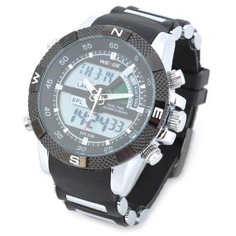 WEIDE WH1104PU-BW Men's Wrist Watch Resin Band Quartz Digital Analog  (Black & Silver & White) (Intl)  