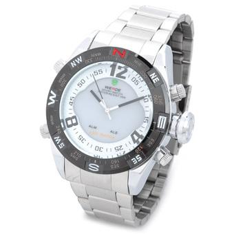 WEIDE WH2310-2 Fashion LED Digital + Analog Display Stainless Steel Wrist Watch for Men - Silver  