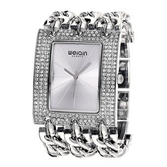 WEIQIN Luxury Crystal Bracelet Ladies Fashion Bangle Dress Women quartz Watch silver rose gold (Intl)  