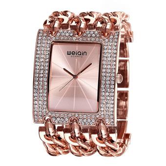 WEIQIN Luxury Crystal Bracelet Ladies Fashion Bangle Dress Women quartz Watch silver gold (Intl)  