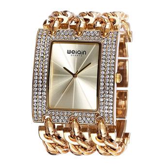 WEIQIN Luxury Crystal Bracelet Ladies Fashion Bangle Dress Women quartz Watch rose gold (Intl)  