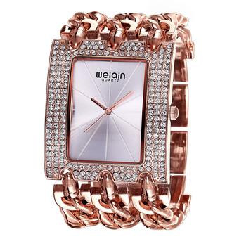 WEIQIN Luxury Crystal Bracelet Ladies Fashion Bangle Dress Women quartz Watch silver (Intl)  