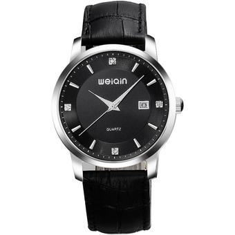 WEIQIN Men Fashion Casual Watch PU Leather Band Wristwatch Black WQ013-01- Intl  