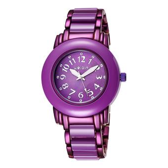 WEIQIN Women Big Round Dial Ladies Dress Watches Analog Quartz Wristwatches Female Girls purple - Intl  