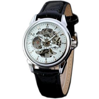 WINNER Automatic Mechanical Skeleton Black Leather Mens Dress Wrist Watch WW264 (Intl)  