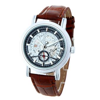 WINNER Automatic Mechanical Watch Skeleton Dial Transparent Stainless Steel Case Fashion Wristwatch  