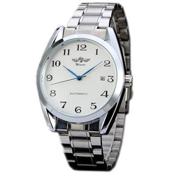 WINNER Business Silver Stainless Steel Automatic Mechanical Men Watch White Dial WW308 (Intl)  