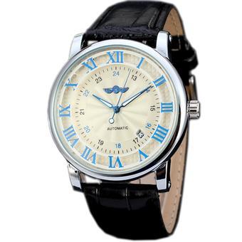 WINNER Dress Style Automatic Mechanical Mens Black Leather Strap Wrist Watch WW251 (Intl)  