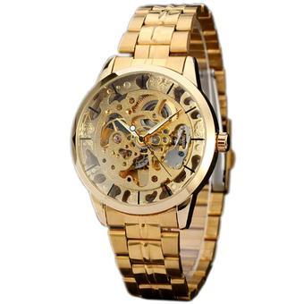 WINNER Luxury Skeleton Automatic Mechanical Men Stainless Steel Watch Gold WW229 (Intl)  