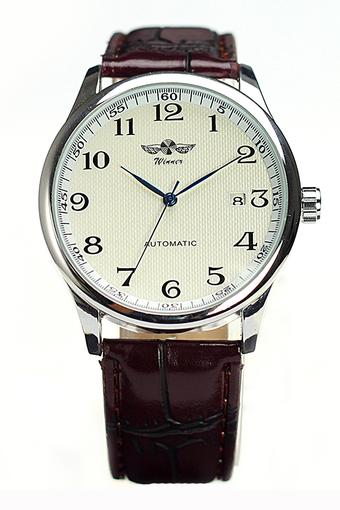 WINNER Men's Automatic Leather Wrist Watch (Brown)- Intl  