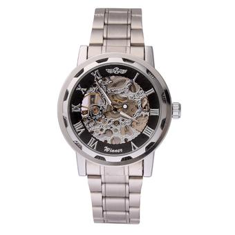 WINNER Men's Mechanical Stainless Steel Band Watch (Silver & Black) (Intl)  