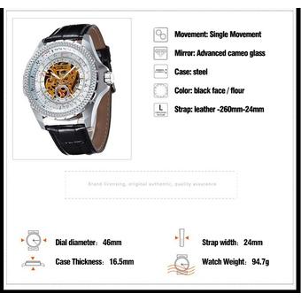 WINNER Men's U.S.A SIDED SKELETON Dial Mechanical Date Watch (Black)- Intl  
