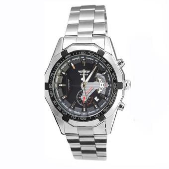 WINNER Mens Automatic Mechanical Date Stainless Steel Analog Sport Watch (Black)- Intl  