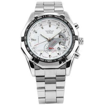 WINNER Mens Automatic Mechanical Date Stainless Steel Analog Sport Watch (White)- Intl  