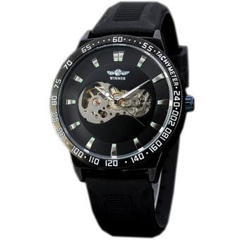 WINNER Rubber Strap Automatic Skeleton Mechanical Mens Sport Wrist Watch Black WW242 (Intl)  
