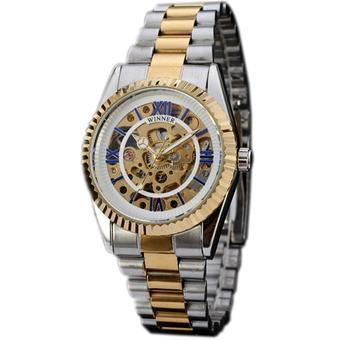 WINNER Skeleton Automatic Mechanical Golden And Silver Stainless Steel Mens Watch WW084 (Intl)  