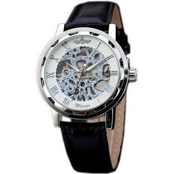 WINNER Skeleton Mechanical Hand Wind Classic Mens Leather Strap Watch White Dial WW183 (Intl)  