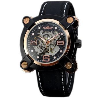 WINNER Unique Skeleton Automatic Mechanical Men Rubber Sport Wrist Watch Black WW256 (Intl)  