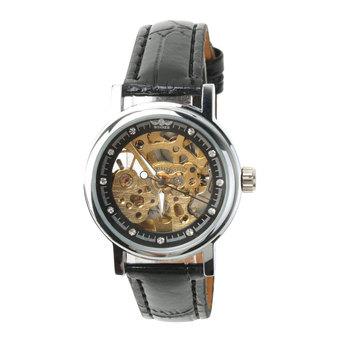 WINNER Women's Leather Automatic Mechanical Wrist Watch (Black) (Intl) - One size - One size  