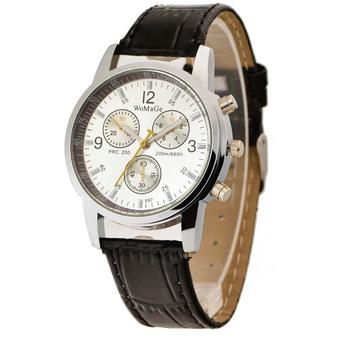 WOMAGE Fashion Triple Dials Quartz Men Watch Analog Leather Wristwatch 69701(Black) (Intl)  