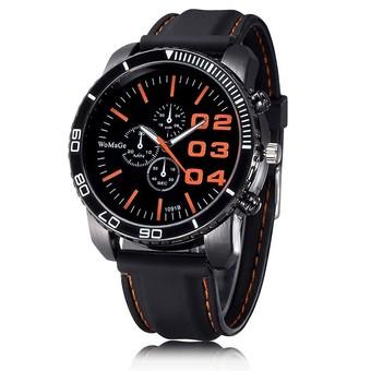WOMAGE Men Luxury Silicone Strap Business Casual Boys Quartz Big Watches Wristwatch orange (Intl)  