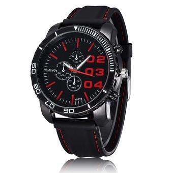 WOMAGE Men Luxury Silicone Strap Business Casual Boys Quartz Big Watches Wristwatch red (Intl)  