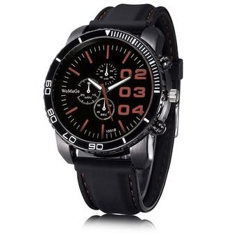 WOMAGE Men Luxury Silicone Strap Business Casual Boys Quartz Big Watches Wristwatch coffee (Intl)  