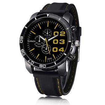 WOMAGE Men Luxury Silicone Strap Business Casual Boys Quartz Big Watches Wristwatch yellow (Intl)  