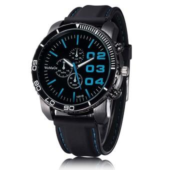 WOMAGE Men Luxury Silicone Strap Business Casual Boys Quartz Big Watches Wristwatch light blue (Intl)  
