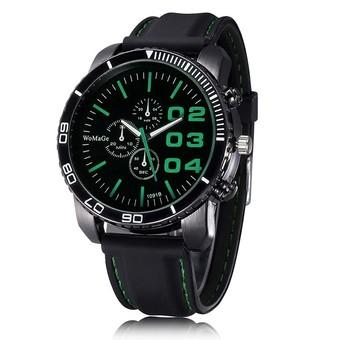 WOMAGE Men Luxury Silicone Strap Business Casual Boys Quartz Big Watches Wristwatch green (Intl)  