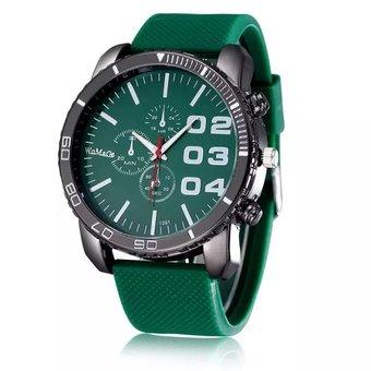 WOMAGE Men Quartz Silicone Band Big Large Dial Clock Sport Watch Men Wristwatches relogios green (Intl)  